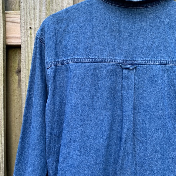 Denim Button Up Embroidered Floral Top - Picture 4 of 5